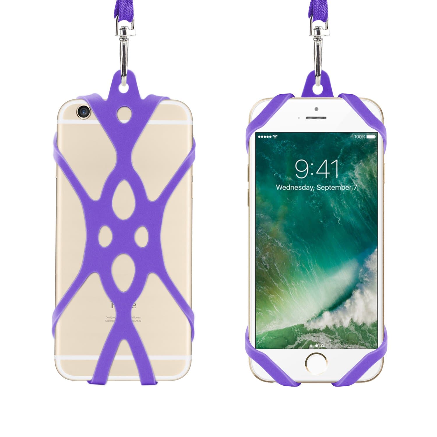 RemeelPhone Lanyard Strap with Universal Silicone Case Holder for iPhone Samsung NOKIA Motorola HUAWEI and Even Smartphone (Purple)