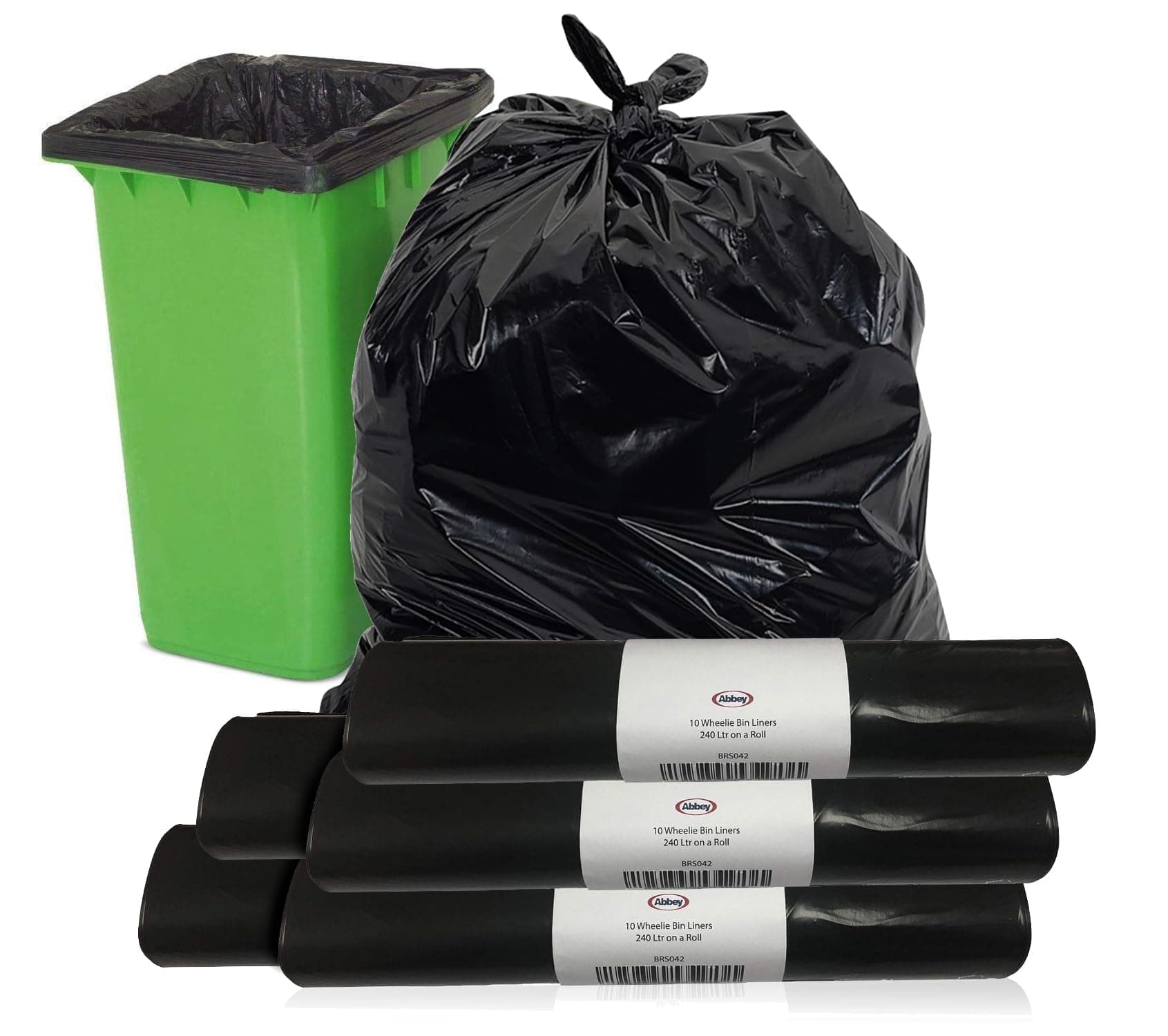 50 Black Wheelie Bin Liners 240L