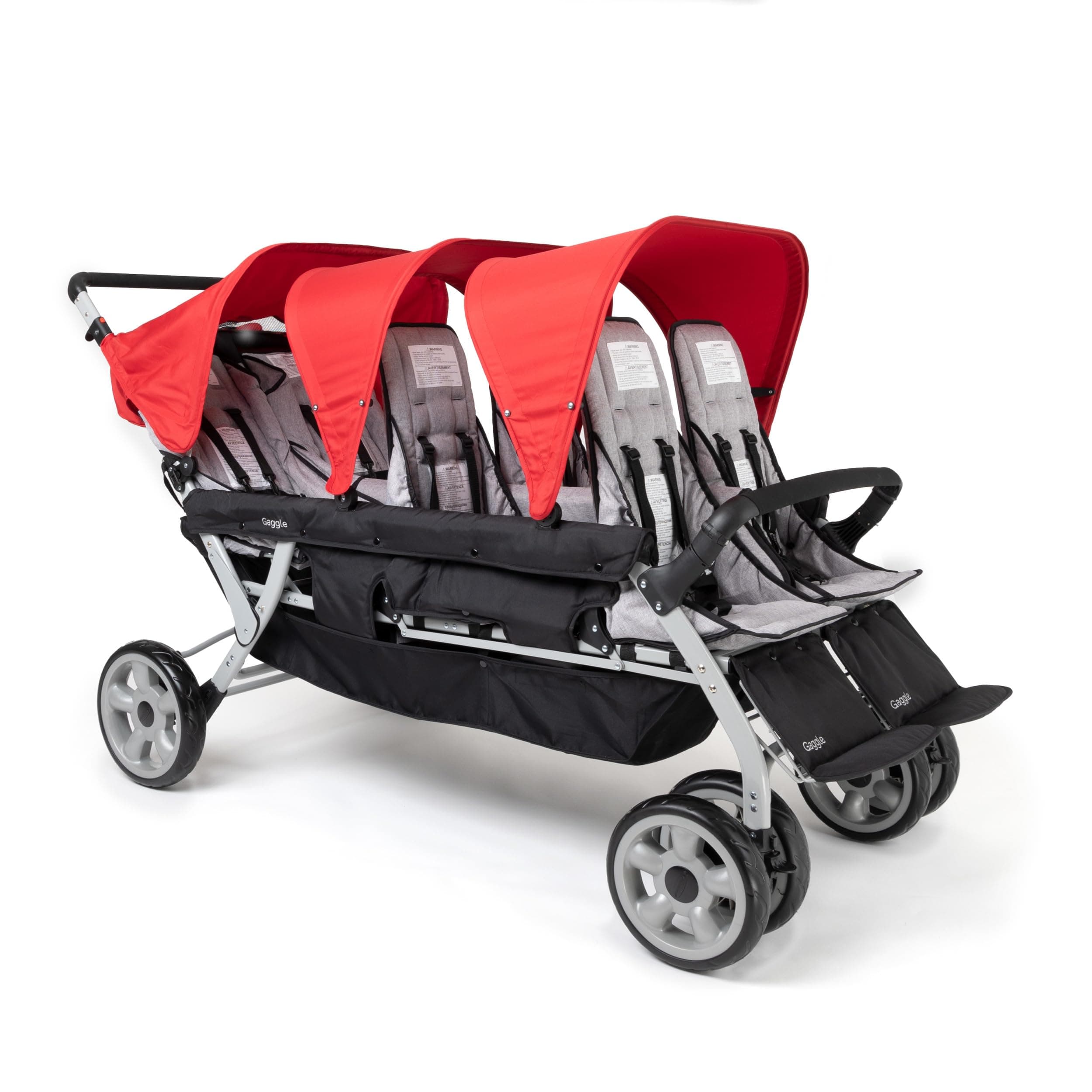 GAGGLE Jamboree Stroller for 6 Children | Foldable Buggy with Sun Shade in red | 6 Seater/Seats Infant pram for Children Aged 6 Months to 4 Years