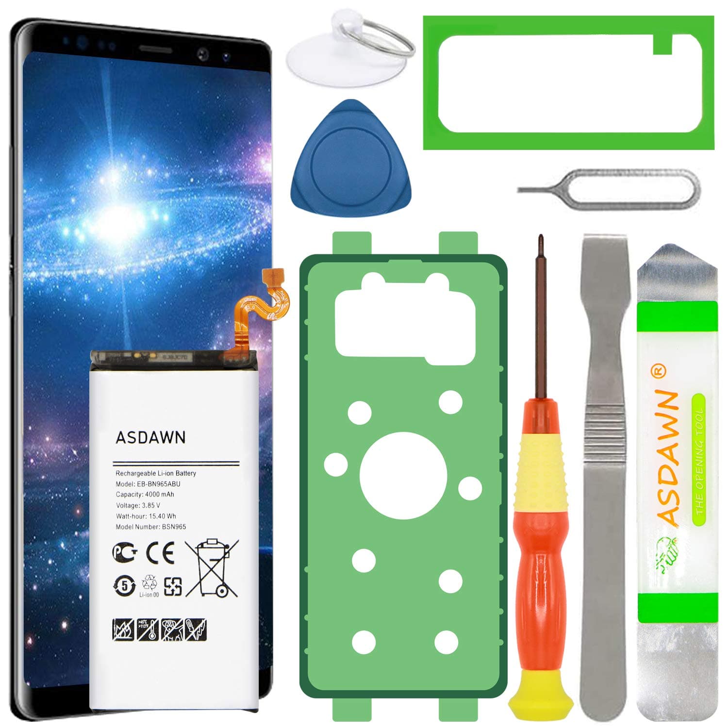 ASDAWN Galaxy Note 9 Battery Replacement, EB-BN965ABU Battery for Samsung Galaxy Note 9 SM-N960 N960U/U1/A/T/P/V/R4/W/F with Repair Tool Kit