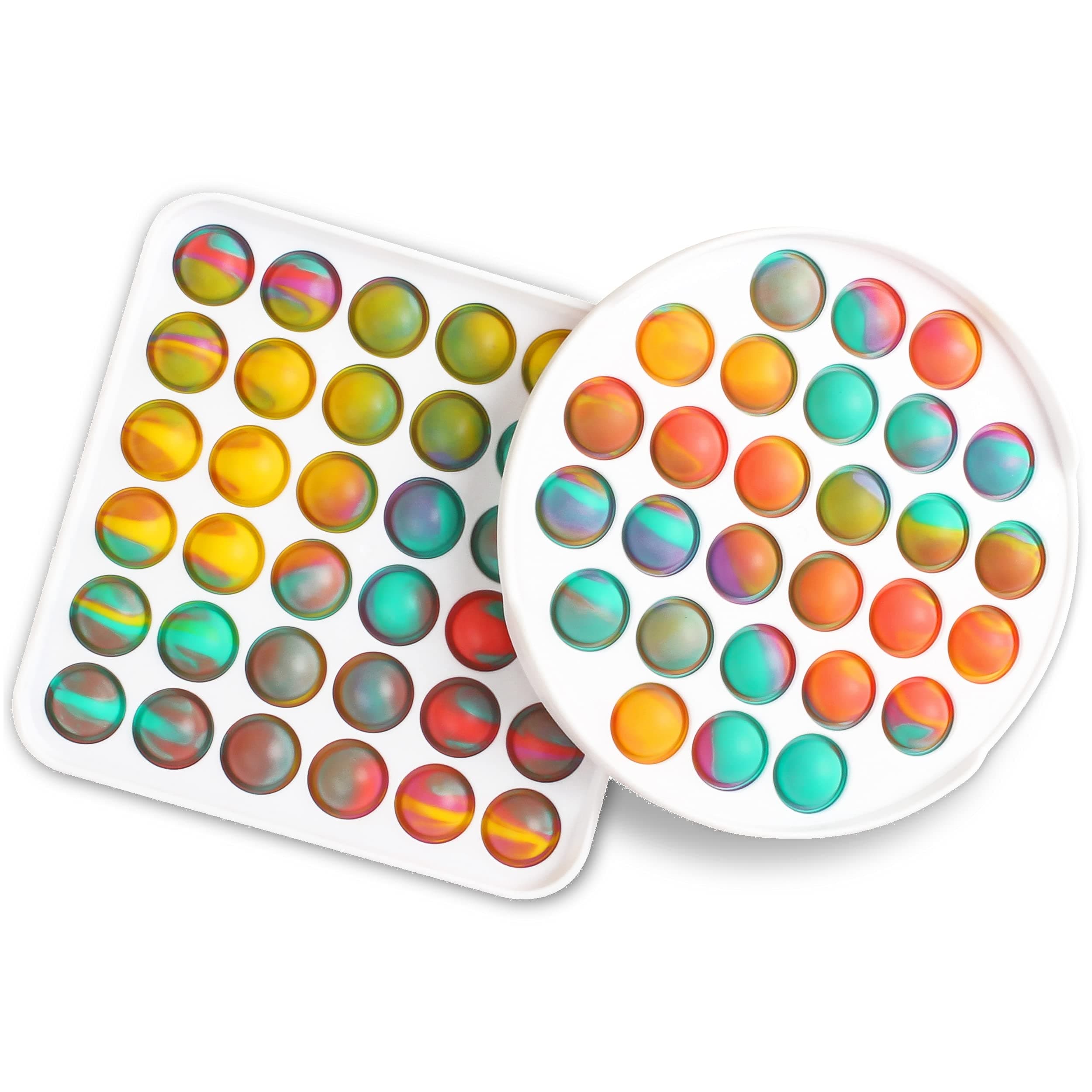 Crochit Pop It Bubble Sensory Fidget Toy - Push Pop Pressure Stress Reliever Silicone Toy Autism Special Needs ADHD - Squeeze Sensory Toy for Kids Adult White and Ombre - Pack Of 2