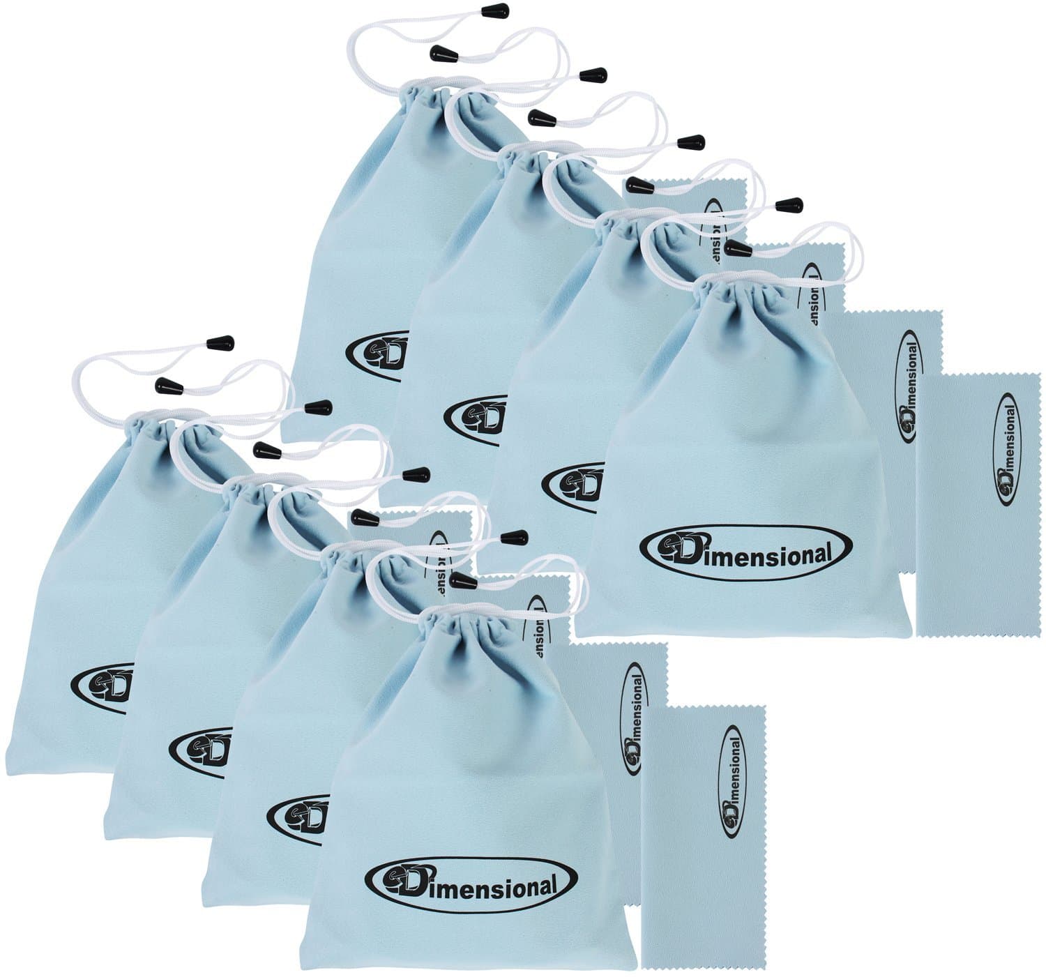 eDimensional 8 Pack eD 3D Glasses Storage Bag Sky Blue Case Compatible with Samsung 3D Glasses and All Other Active 3-D Glasses with Non Foldable Arms - Includes Microfiber Cleaning Cloth!