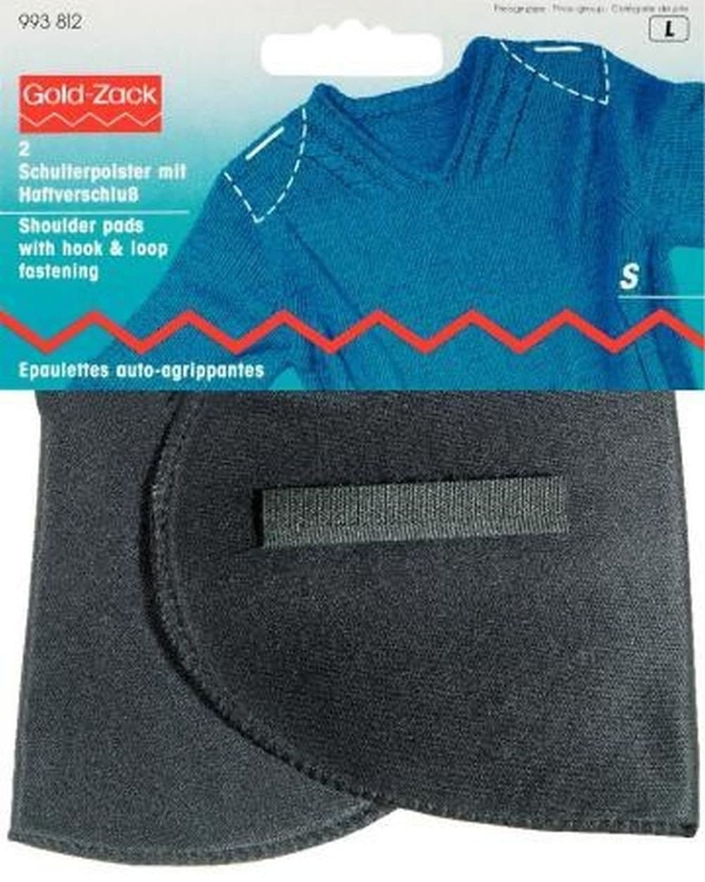 Prym Small 2-Piece Set-In Shoulder Pads with Hook and Loop Fastening, Black