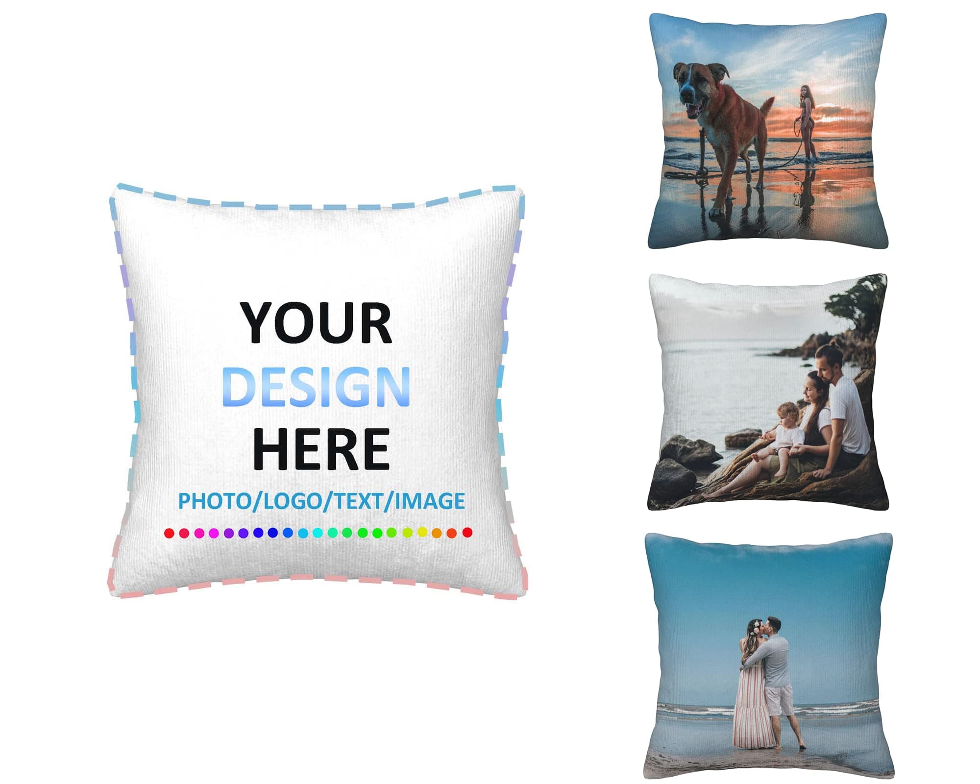 Custom Pillow Case Double-Sided Printing Personalized Cushion Cover Add Your Customized Photo Picture Text Throw Pillow Cover Standard Size for Home Office Coffee Shop Decoration
