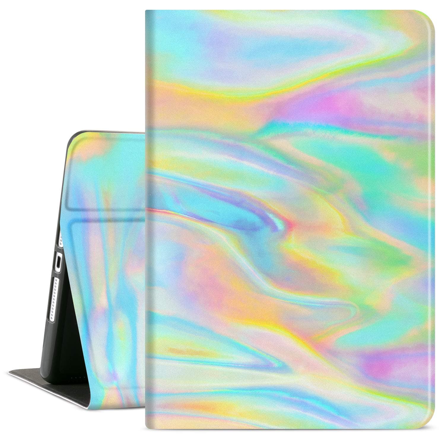 Case for iPad 9th Generation Case, Case for iPad 8th Generation Case, Case for iPad 7th gen Case 10.2 inch Multi-Angle View Adjustable Stand Auto Wake/Sleep,Rainbow Aurora Polar