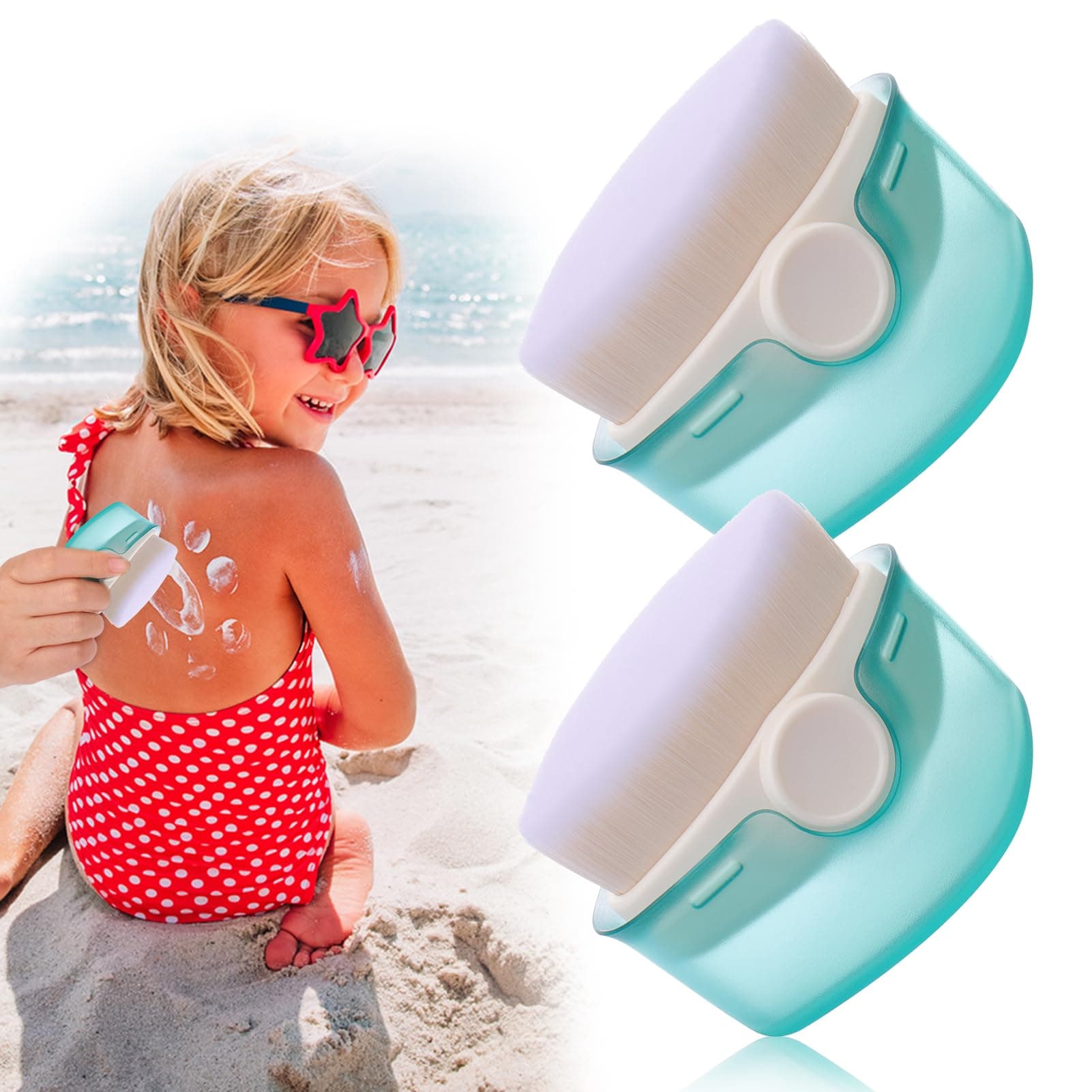 PalkskySunscreen Applicator for Kids, 2 Pack Sunscreen Brush Set with Protective Caps, Sunblock Lotion Buddy Applicator