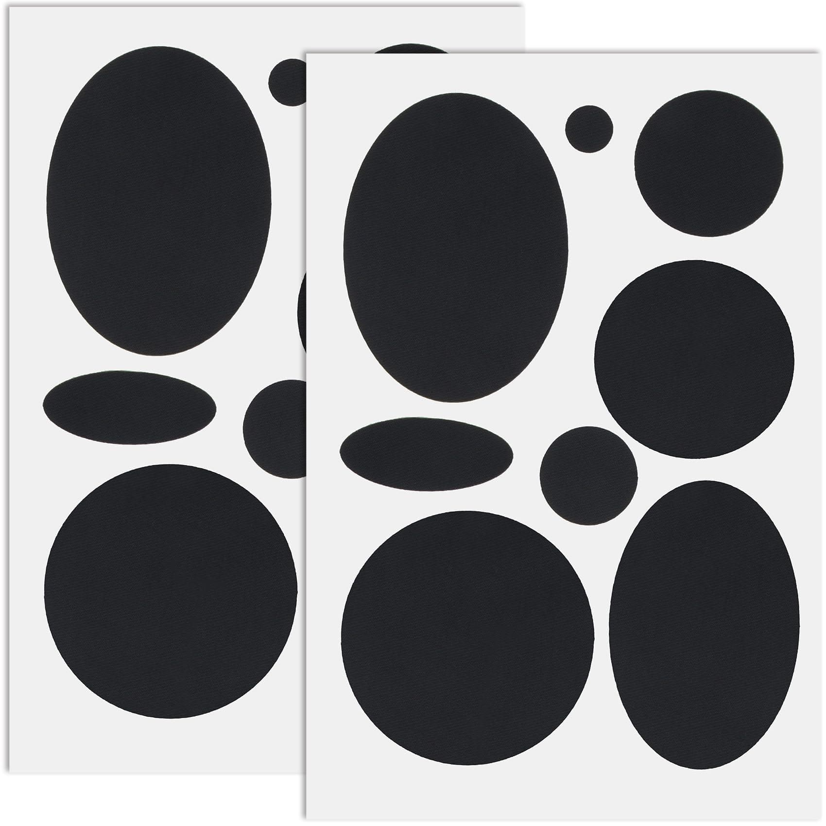 16pcs Puffer Down Jacket Repair Patch Kit, Black Nylon Fabric Repair Patch Self Adhesive Waterproof Stick on Patches Tape for Coat Clothing Tent Sleeping Bags Ski Pants Holes Fixing Round