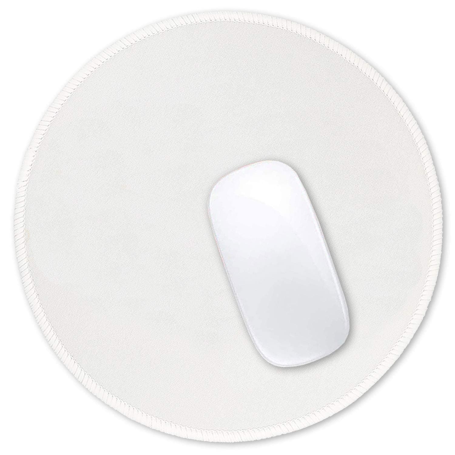 Hsurbtra White Mouse Pad, Premium-Textured Small Round Mousepad 22 x 22 cm, Stitched Edge Anti-slip Waterproof Rubber Mouse Mat, Pretty Cute Mouse Pad for Office Home Gaming Laptop Men Women Kids