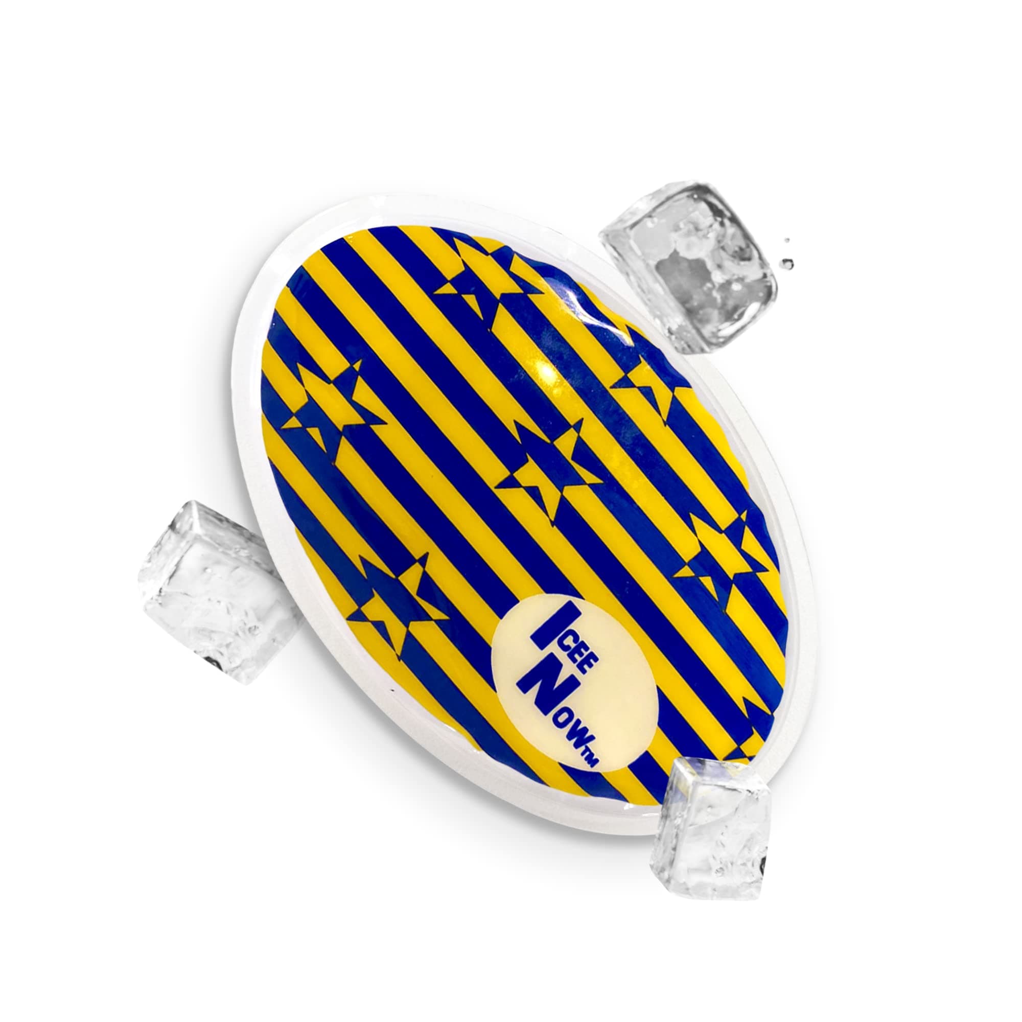 Icee NowRe-Stickable Pack-Hands-Free Pack Relief for Sore Muscles, Bumps and Bruises for All Body Parts and Ages!-Freeze, Stick, Recover, Repeat! (Blue and Yellow)