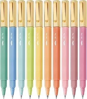 Aesthetic Ballpoint Pens, Assorted Colors, Fast Dry No Smear & No Bleed Through, 0.7mm Fine Tip Pens (10 Pack)