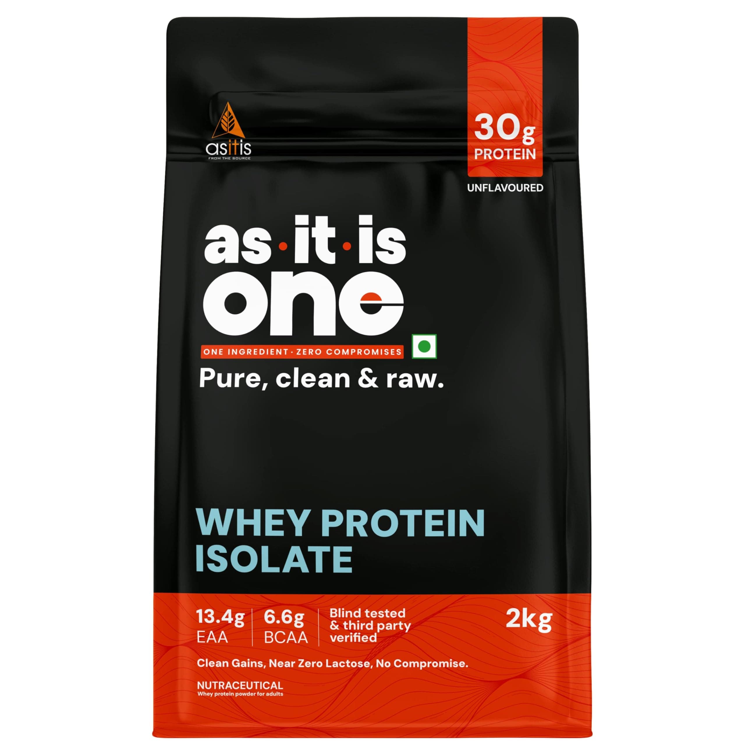 AS-IT-IS Nutrition Whey Protein Isolate 90% - 2 Kg/70.5 Oz | Protein 27g & Bcaa 5.9g Per Serving Fast Absorption Perfect as Post-workout Nutrition Cross-flow Microfiltered