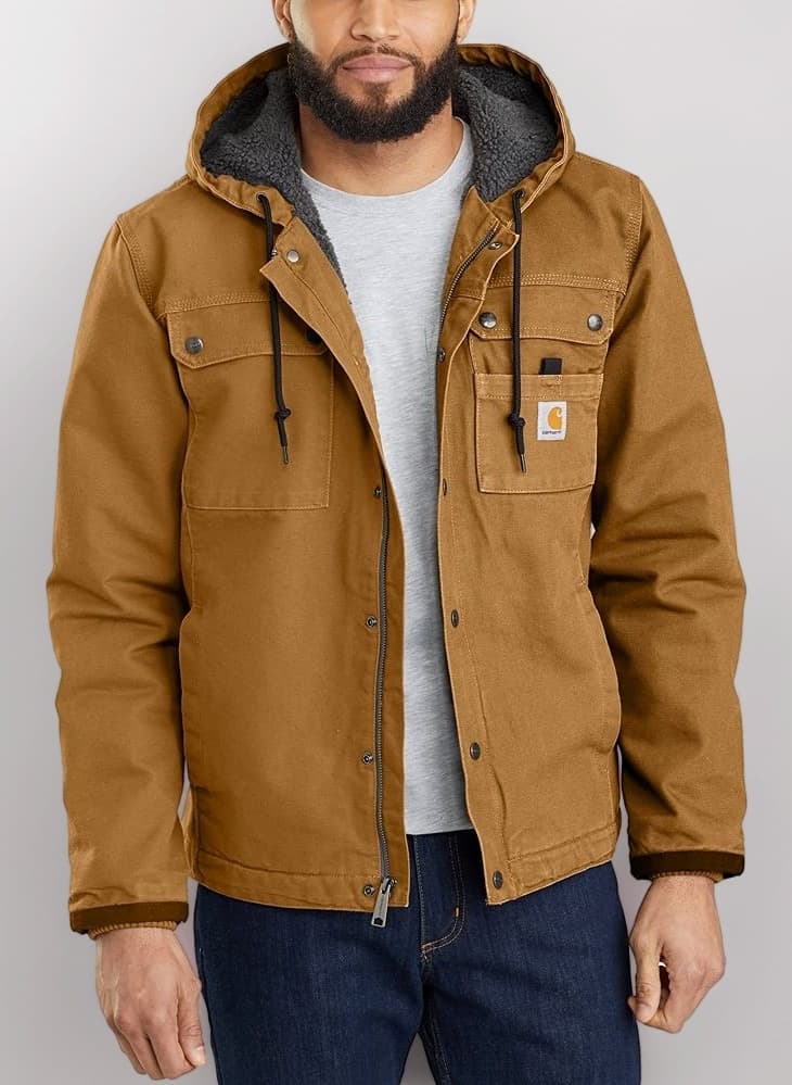 Relaxed Fit Washed Duck Sherpa-Lined Utility Jacket