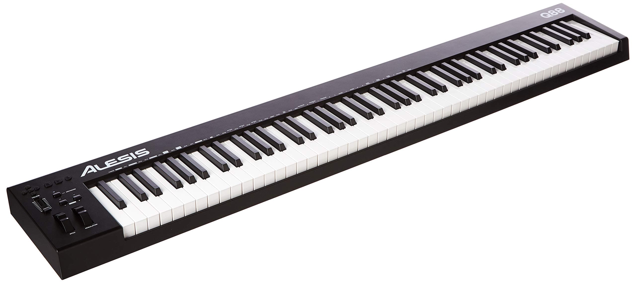 Alesis Q88 MKII - 88 Key USB MIDI Keyboard Controller with Full Size Velocity Sensitive Semi-Weighted Keys and Music Production Software Included, Black