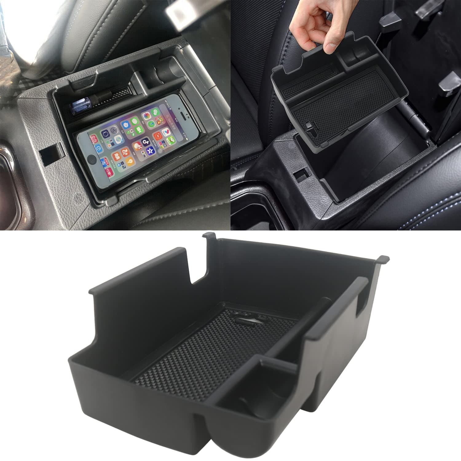 YOCTM Compass Center Console Tray Armrest Secondary Glove Storage Box Center Console Organizer for 2022 2023 Jeep Compass Black Interior Accessories (Armrest Box)