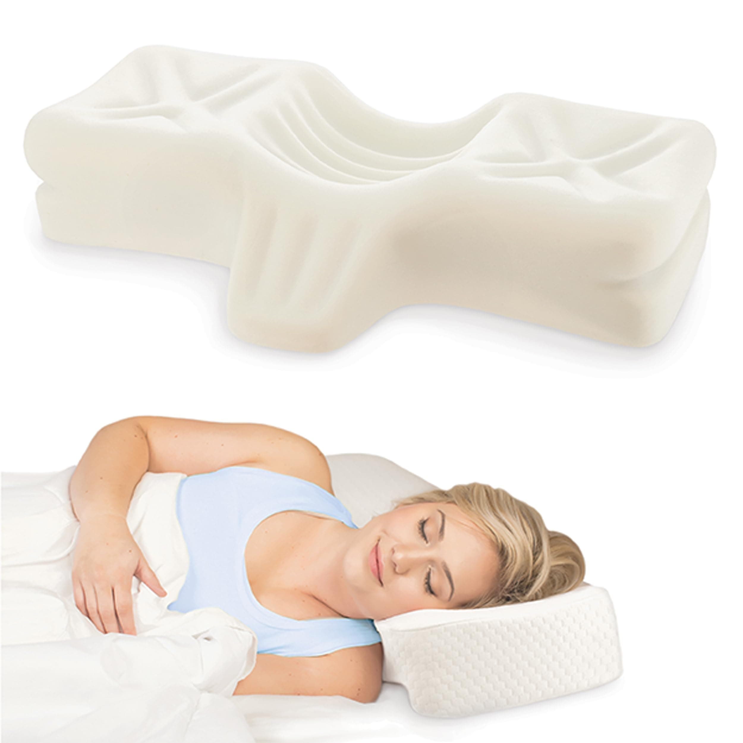 Therapeutica Cervical Orthopedic Foam Pillow - Neck Support Pillow for Side & Back Sleepers - Ergonomic Pillow for Neck Support, Relief, & Spinal Alignment – Large Size, Firm, White