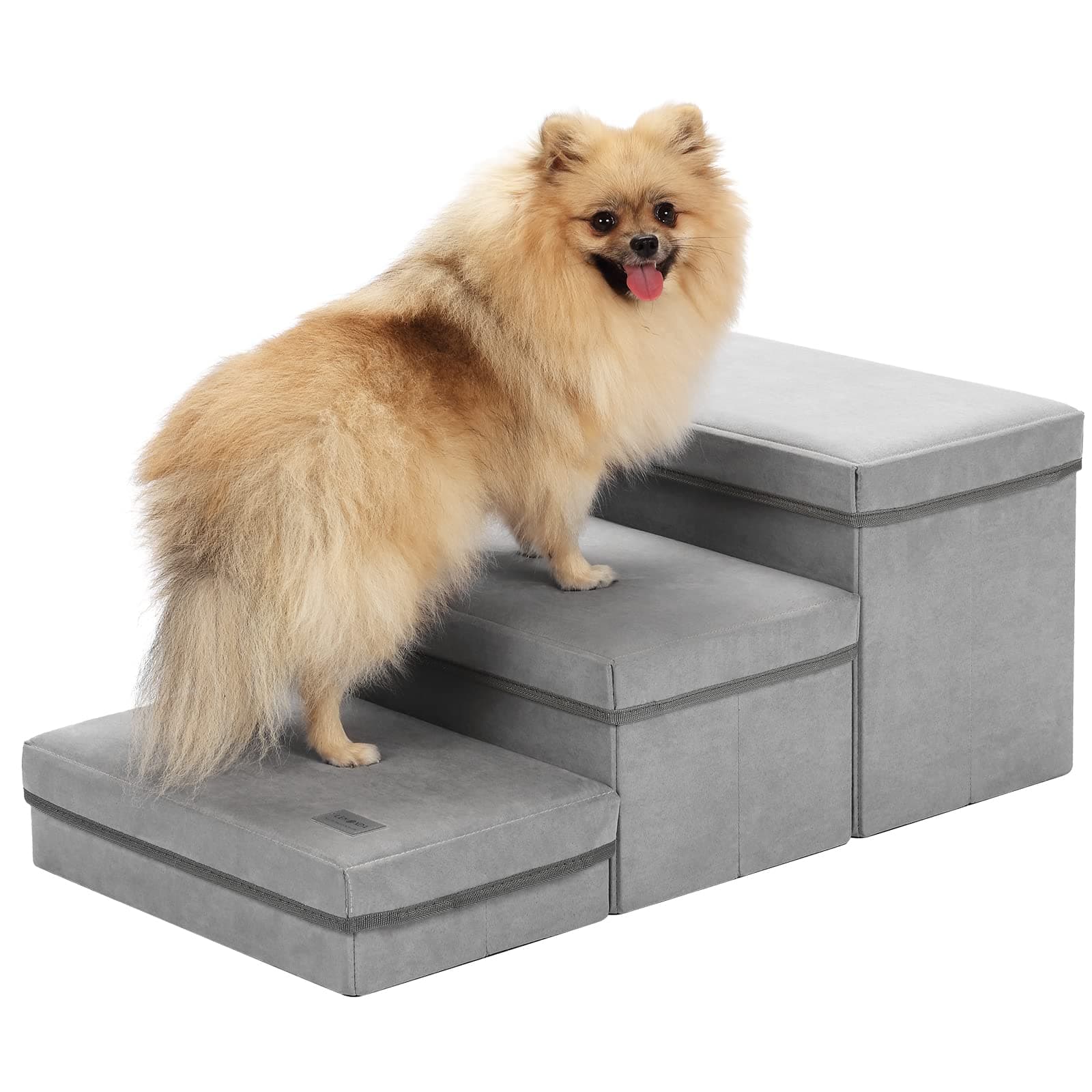 3 Step Folding Dog Step Stairs,Foldable Dog Stairs with 3 Storage Boxes for High Bed & Sofa,Pet Storage Stepper & Safety Ladder for Cats Dogs up to 60 pounds