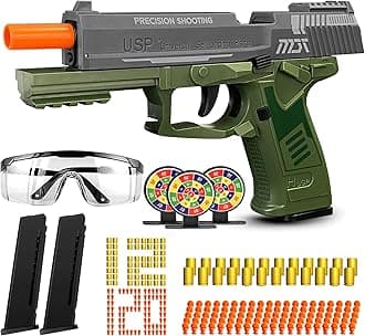 Toy Gun with Automatic Reloading Rebound Shell Ejecting and Soft Bullet, Shooting Games, Education Model Toys for Boys Girls 6+