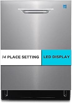 BLACK+DECKER 24" Designer Series Built-In Dishwasher, 14-Place Setting Capacity with Stainless Steel Tub, 6 Wash Programs and Smart Wash System, Low Noise, ENERGY STAR Certified, BDW400MS