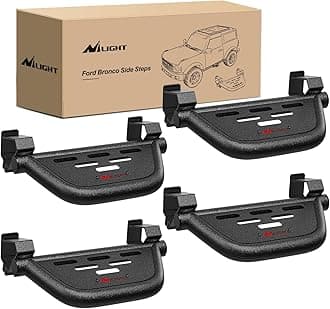 Nilight Running Boards Side Steps Compatible with 2021 2022 2023 2024 Ford Bronco 2/4 Doors with The Rock Rails 4Pcs Heavy-Duty Steel Side Bars Step Plates,2 Years Warranty