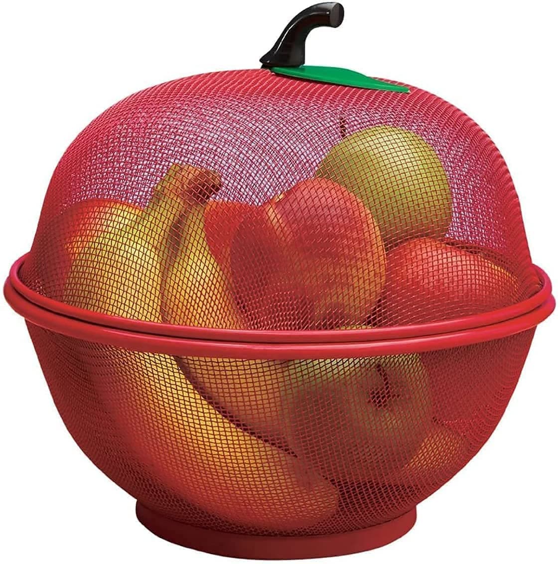 BOTEX Apple Shape Net Fruits & Vegetables Basket for Kitchen, Fruit Basket with Net Cover, Fruit and Vegetable Stand Basket red