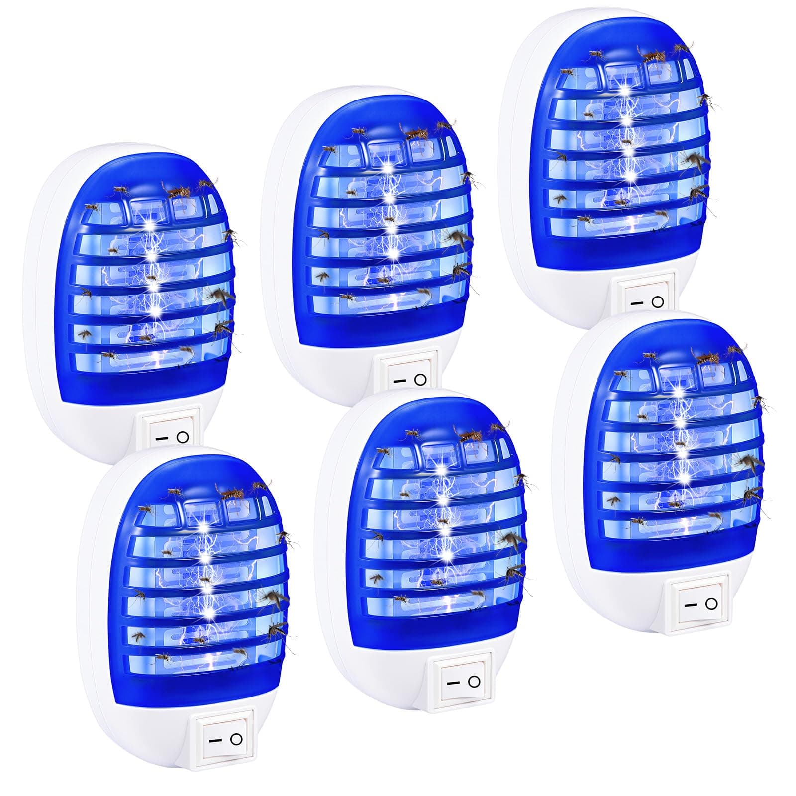 6 Pack Plug in Bug Zapper, Electronic Mosquito Zappers Indoor Bug Zapper Plug in for Flying Insect Automatic Mosquito Trap with Led Light for Patio, Bedroom, Kitchen, Office
