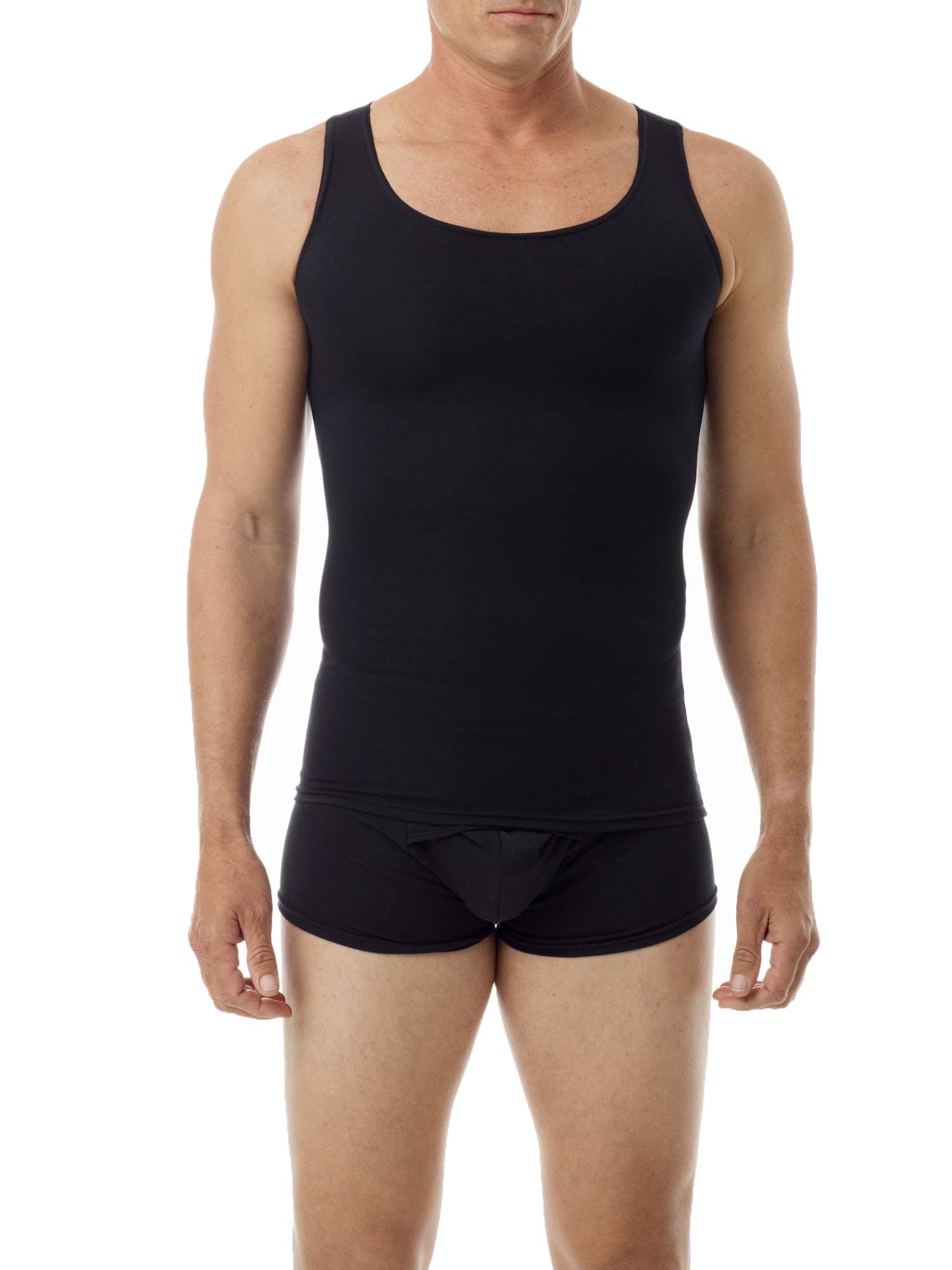 Mens Cotton Spandex Compression Tank 3-Pack, Large, Black