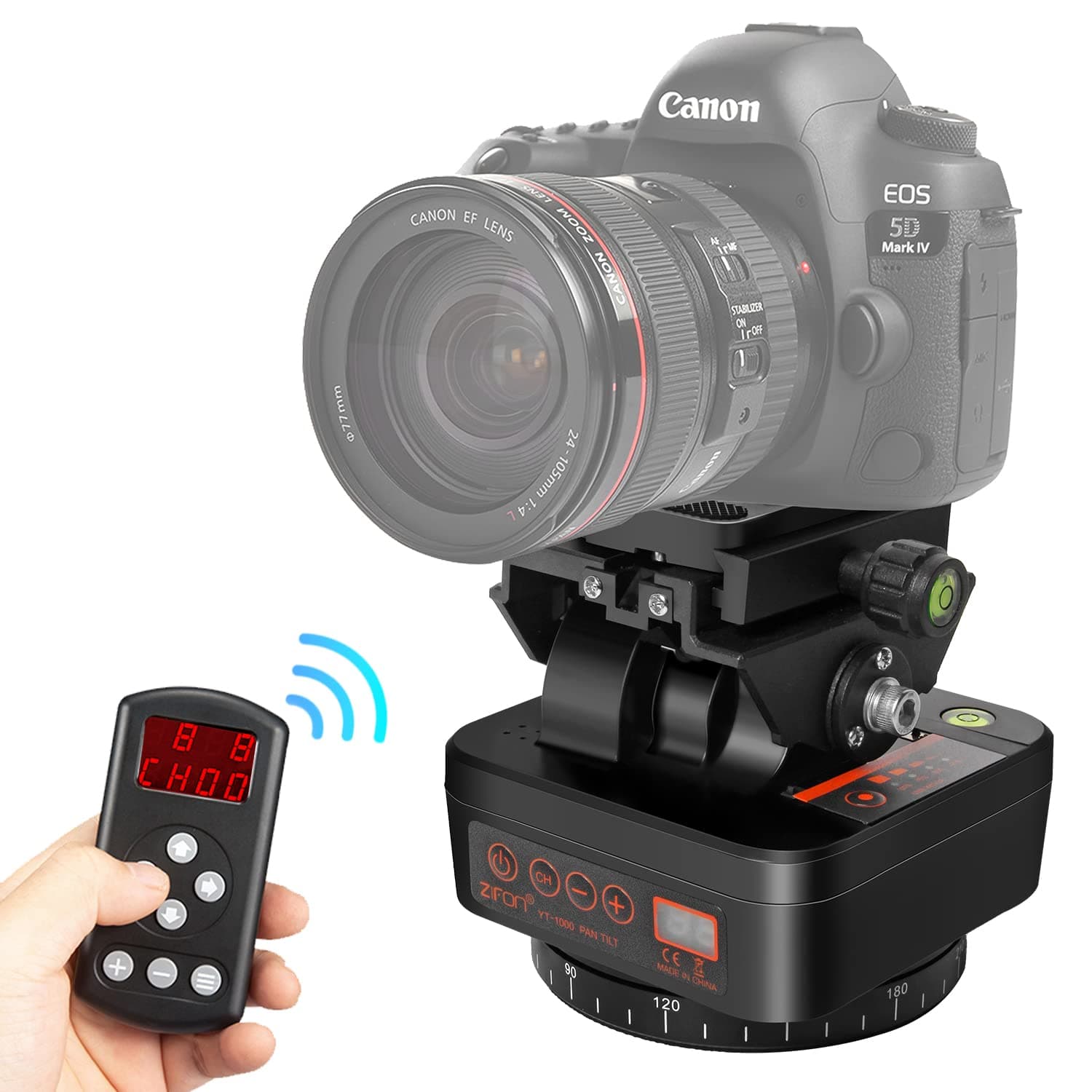 Pan Tilt Camera Mount, Motorized Tripod Head with Remote Control and Mobile Phone Clip for DSLR Cameras, Smartphones, Tripod (Limited Weight Under 2.2lb)…