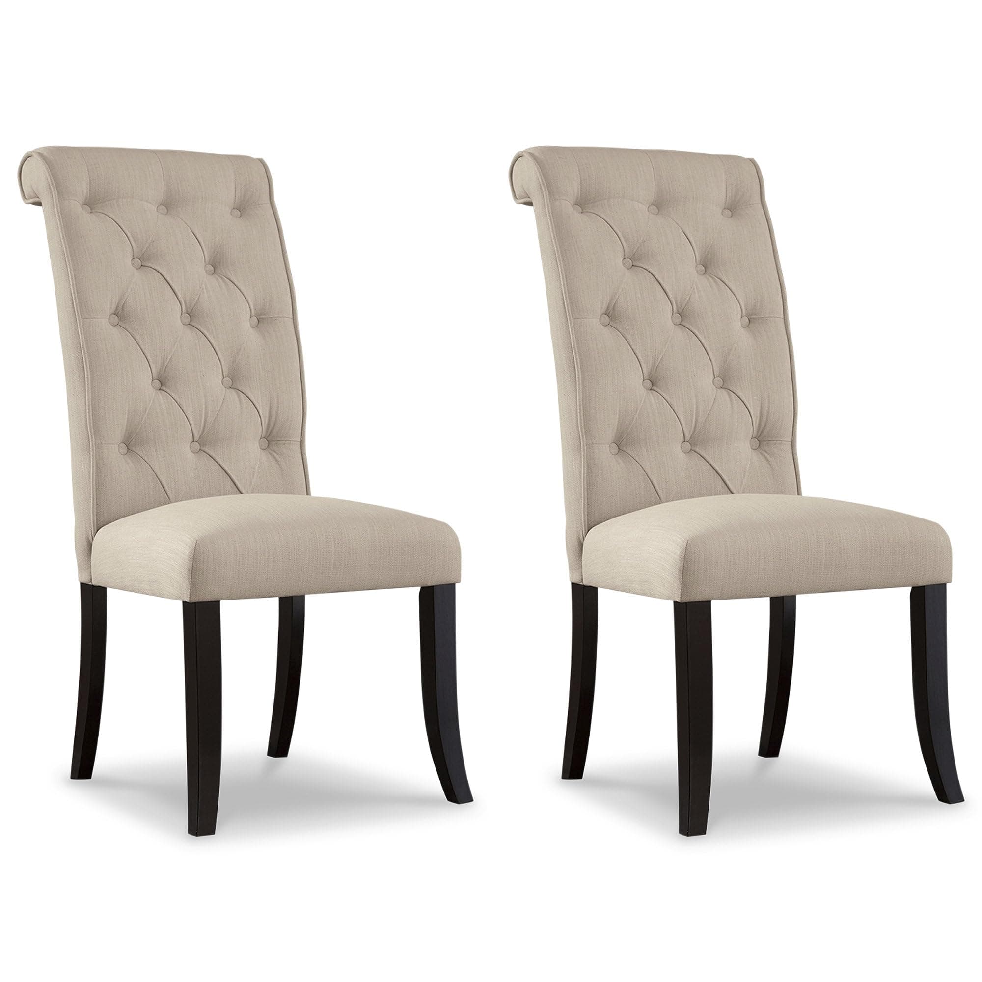 Signature Design by Ashley Tripton Classic Tufted Upholstered Armless Dining Chair, Set of 2, Beige