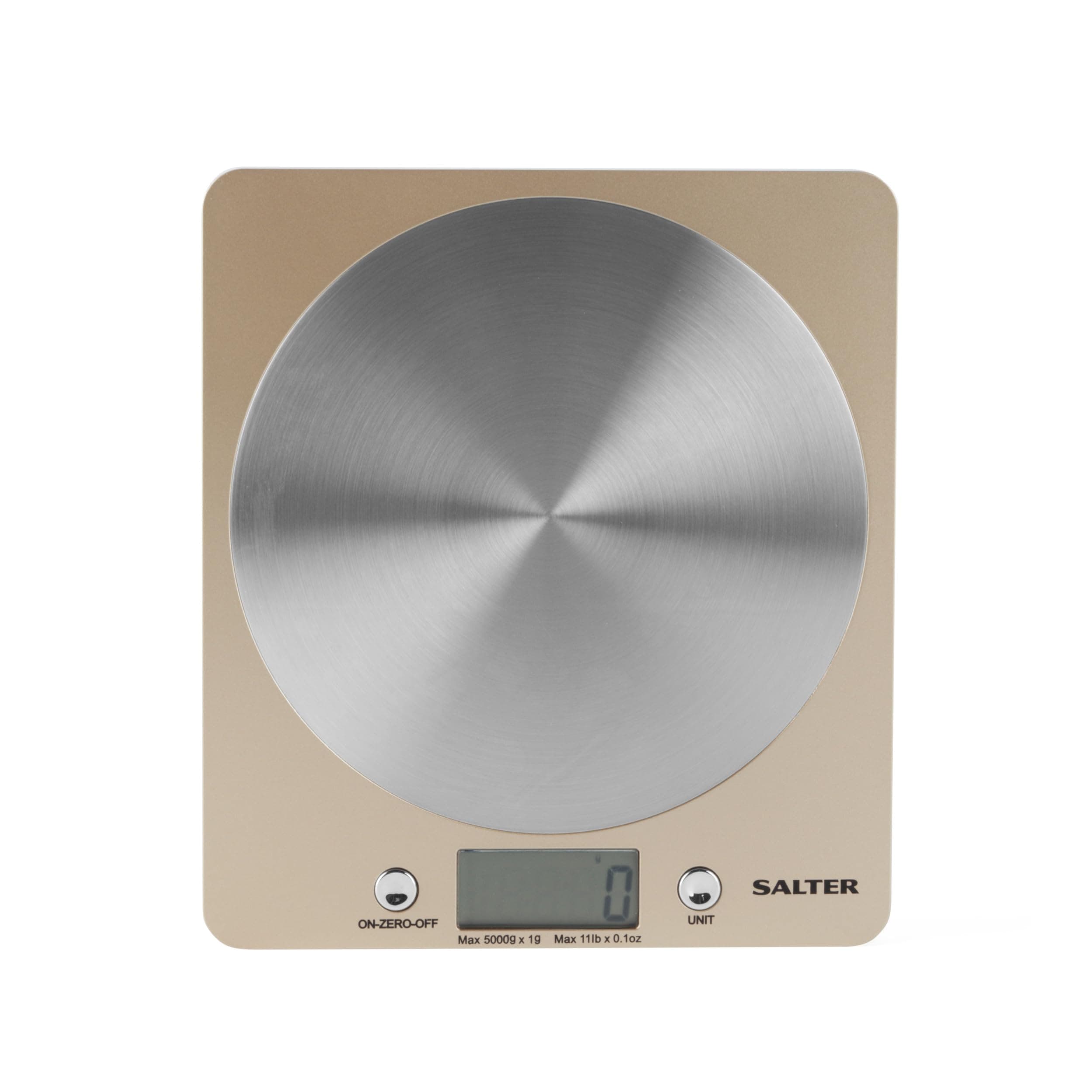 Salter 1036 OLFEU16 Olympus Digital Kitchen Scale - Electronic Cooking/Baking Scales, Food Weighing Scale with 5KG Capacity, Stainless Steel Platform, Add & Weigh Tare Function, Measures Liquids, Gold