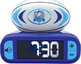 LEXIBOOK, Rugby, Nightlight alarm clock, Sounds and Melodies, LCD Backlit screen, Luminous, Snooze, Blue, RL800RG