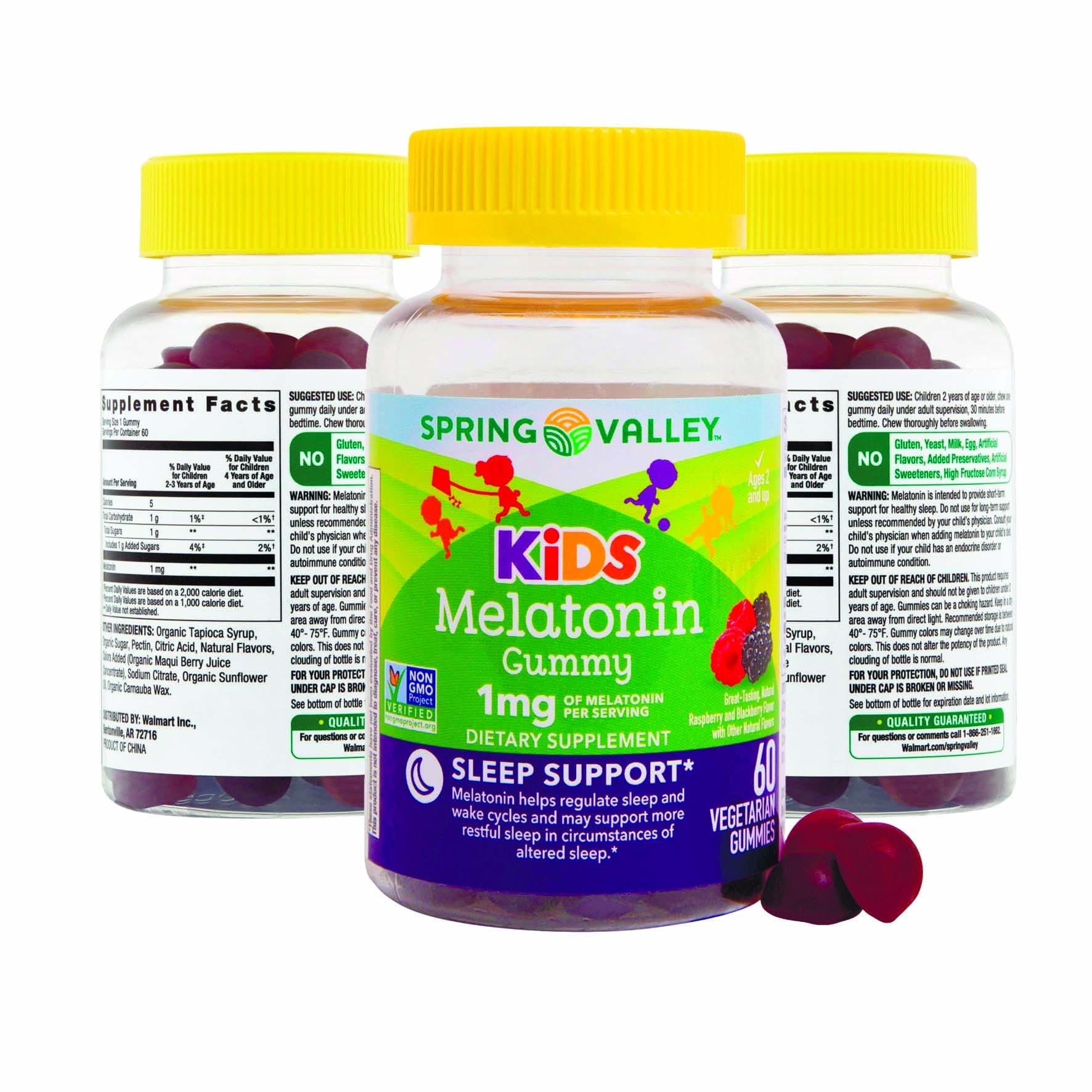 SPRING VALLEY Kids MELATONIN,3 PK,60 Gummies Each