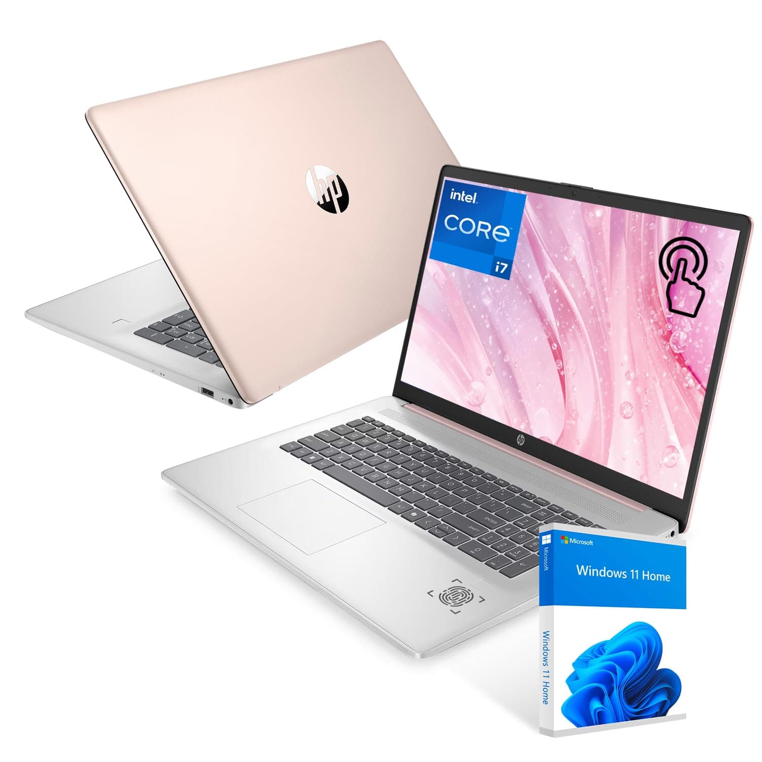 HP 17.3" Touchscreen Laptop, Intel Core i7-1355U, Pale Rose Gold, 64GB RAM, 1TB SSD, Webcam, HDMI, Backlit Keyboard, Fingerprint Reader, Wi-Fi 6, Windows 11 Home