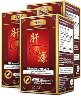 AFC Japan Ultimate Liver Care Cleanse Detox Supplement Formula – Supports Healthy Liver Function with Amino Acid L-Ornithine, L-Citrulline, L-Cystine, and Turmeric Extract, 90 Veggie Capsules [3 Pack]