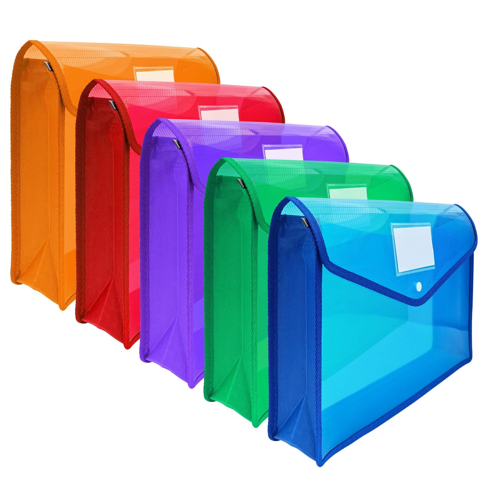 CHEPULA B4 Plastic File Wallet Envelope Expanding File Folder Document Organizer with Snap Closure & Label Pocket Clear Colored Waterproof Accordion File Pouch for Office Home Storage