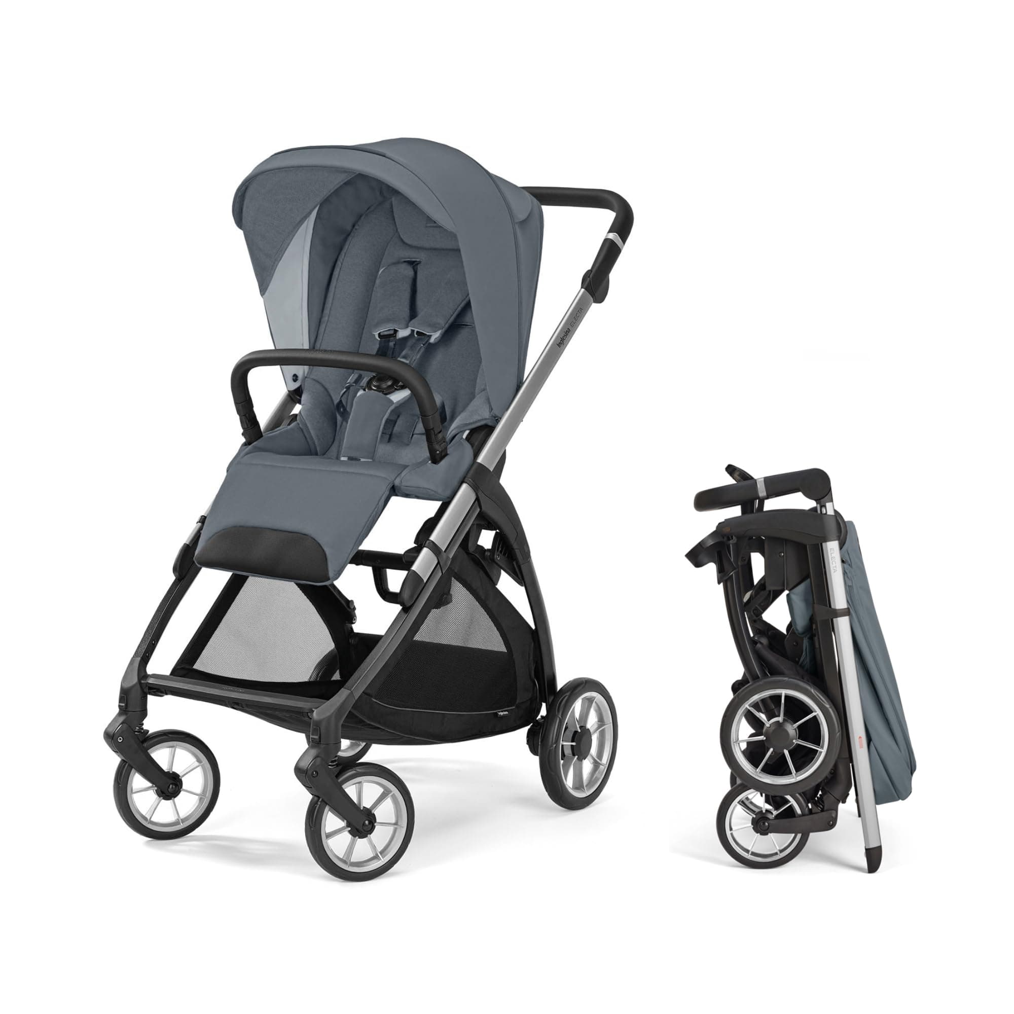 Inglesina Electa Stroller, Union Gray - Full-Size Stroller for Babies & Toddlers Up to 55 lbs - Compact Design - Car Seat & Bassinet Compatible - One-Handed Open & Close - BPA Free