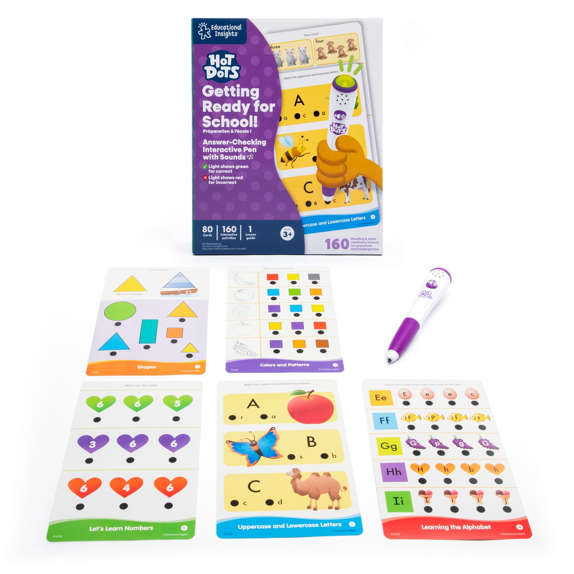 Educational Insights Hot Dots Jr. Getting Ready For School Set with Interactive Pen, Reading & Math Workbooks, 160 Lessons for Homeschool & Classroom, Ages 3+