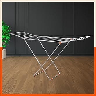 Bathla Foldable Clothes Drying Stand | 3 Way Folding, 20 Drying Rails | Lightweight | 1 Year Warranty (Silver)