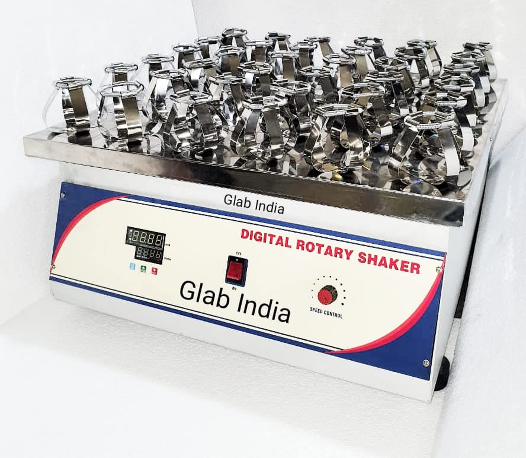GLAB India Digital Rotary Flask Shaker Heavy Duty lab Work 16 Flask with RPM Control and Timmer
