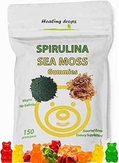 Spirulina Gummies Sea Moss Gummies - Superfood Supplement for Overall Wellness - Spirulina Sea Moss Gummy Bears Made with Blue-Green Spirulina Powder & Sea Moss Extract