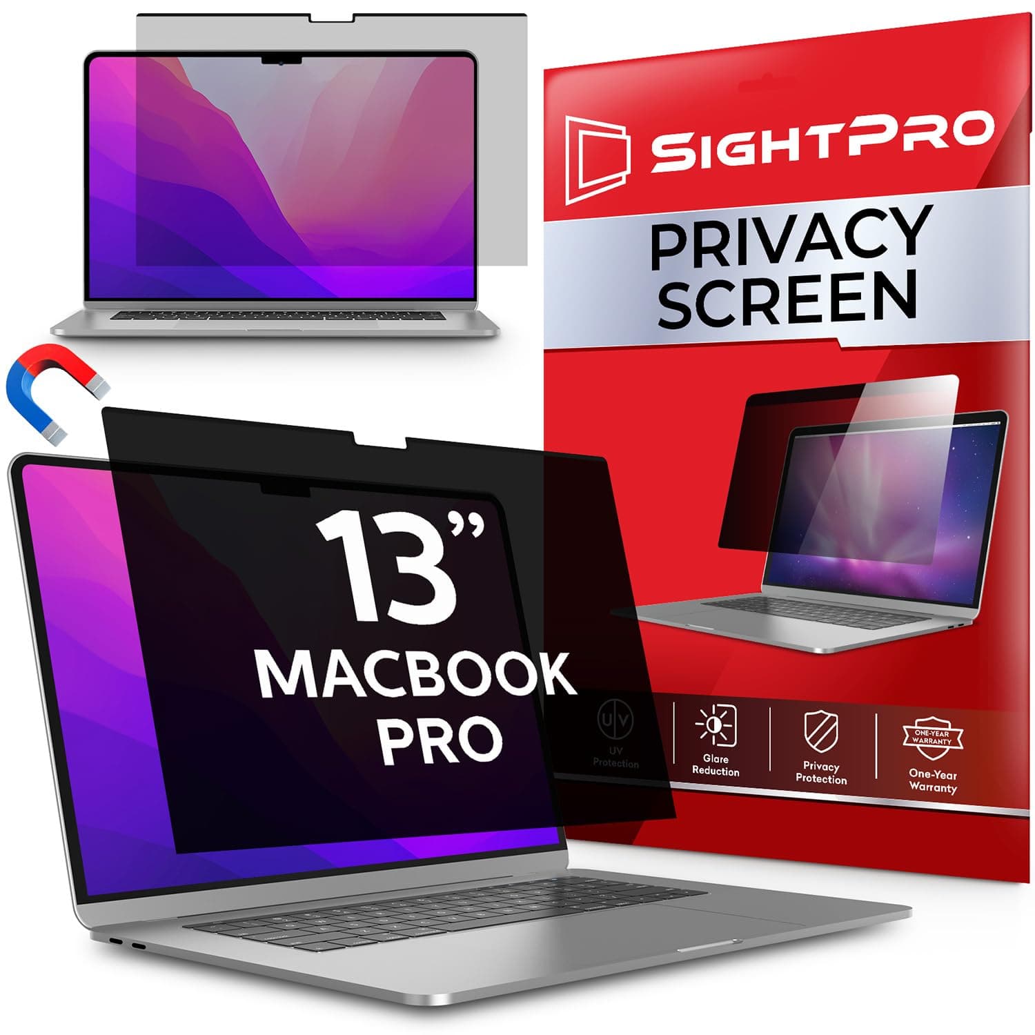 Magnetic Privacy Screen for MacBook Pro 13 Inch (2016, 2017, 2018, 2019, 2020, 2021, 2022, M1, M2) Patented Removable Laptop Privacy Filter Shield and Protector