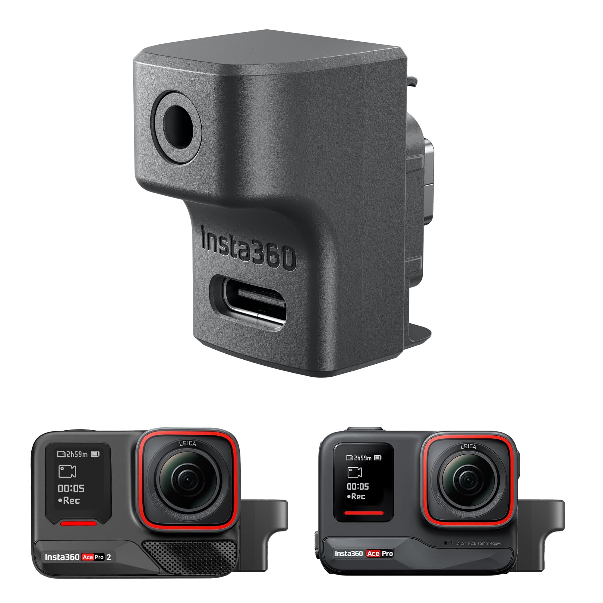 CYNOVA Insta 360 Mic Adapter - 2-in-1 Type-C & 3.5mm External Audio for Insta360 Pro 2/Ace Pro