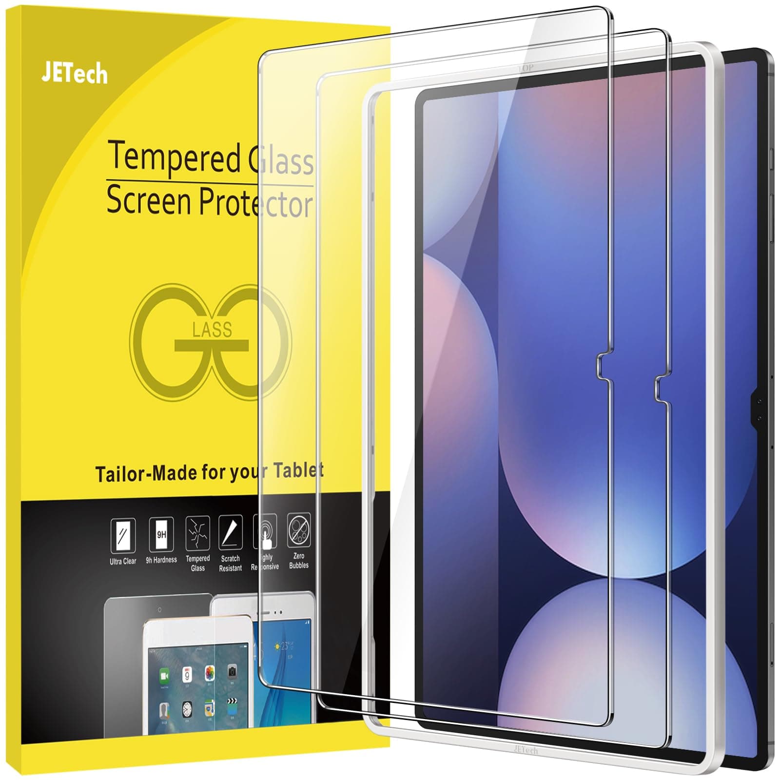 Screen Protector for Samsung Galaxy Tab S10 Ultra/Tab S9 Ultra 14.6-Inch with Easy Installation Frame, Tempered Glass Film, HD Clear, 2-Pack