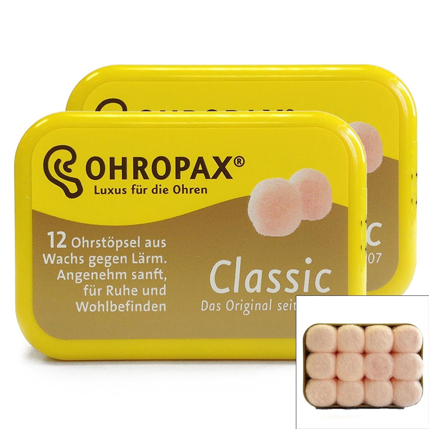 Ohropax Classic Moldable Wax Earplugs 2 Packs (24 Eartips)