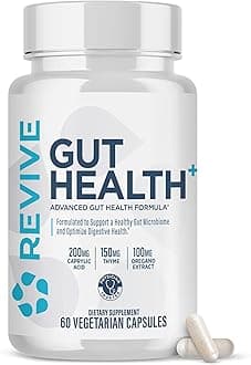 Revive MD Gut Health Supplements for Men & Women - Daily Gut Repair & Digestive Health Support Formula with Thyme, Oregano & Milk Thistle - Vegan-Friendly, Gluten-Free (60 Capsules, 30 Servings)