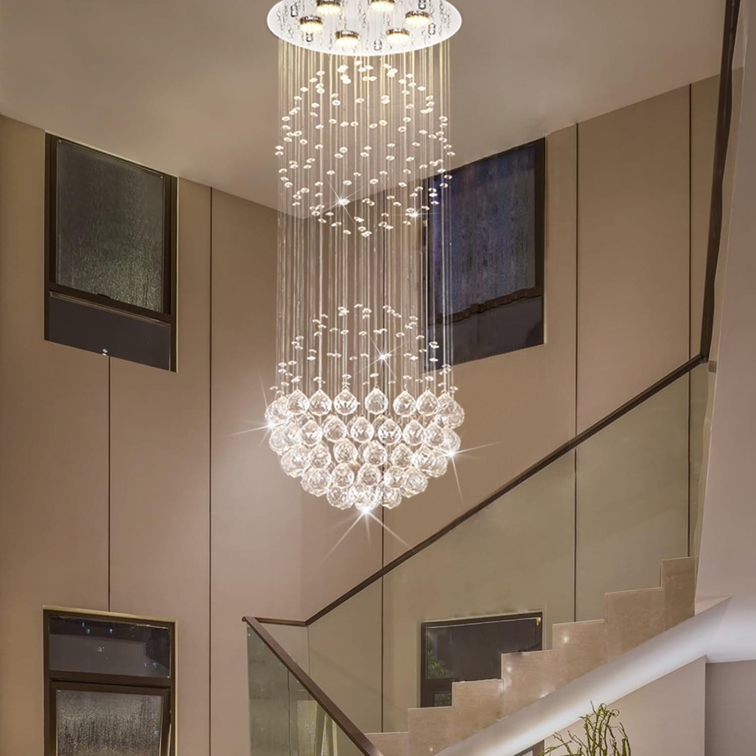 Crystal 2 Ball Raindrop Chandelier