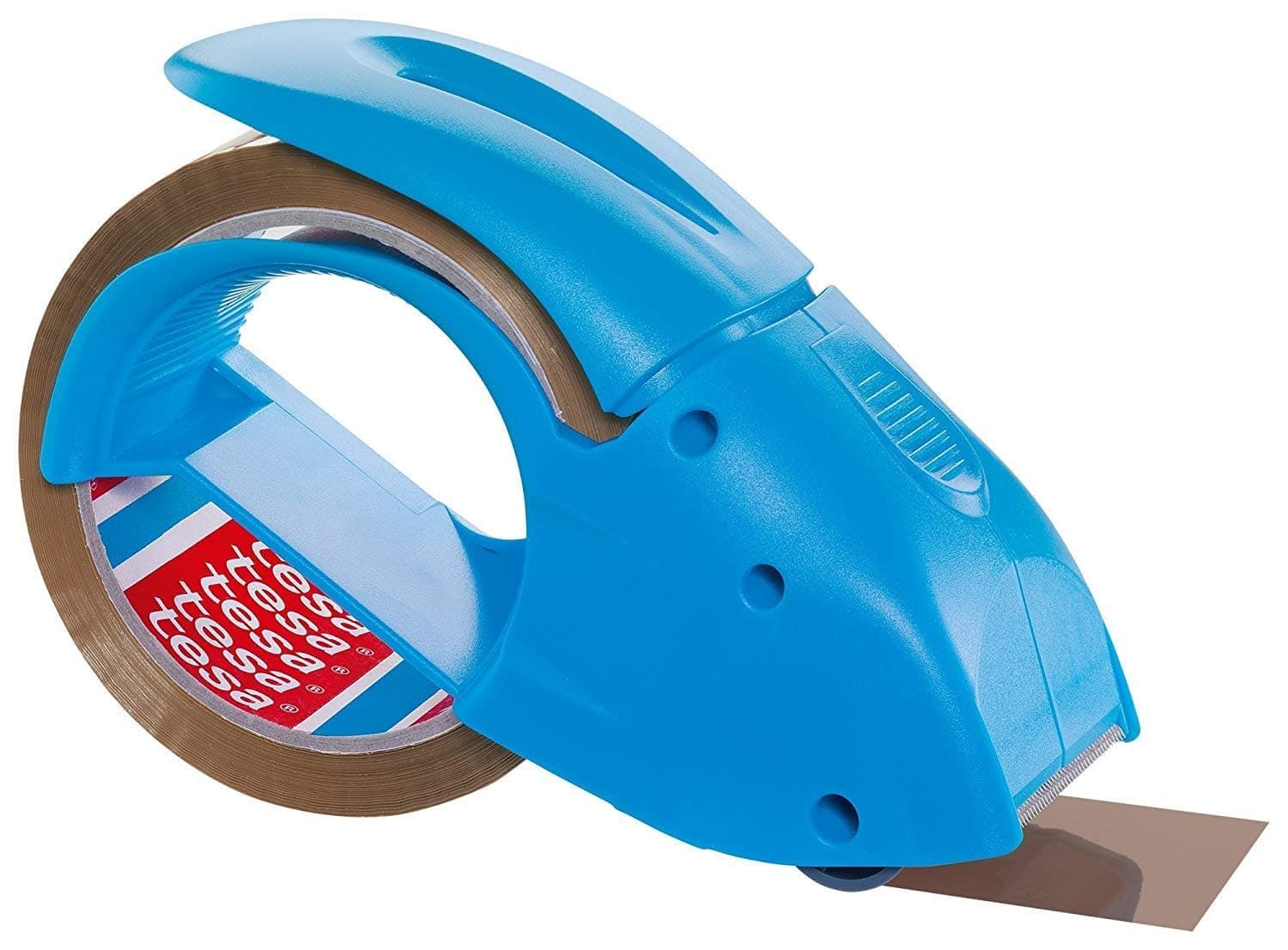 tesapack Hand Dispenser Pack-N-Go - Ergonomic Handheld Blue Packaging Tape Dispenser for Packing Tape, Includes 50 m x 48 mm Tape Roll