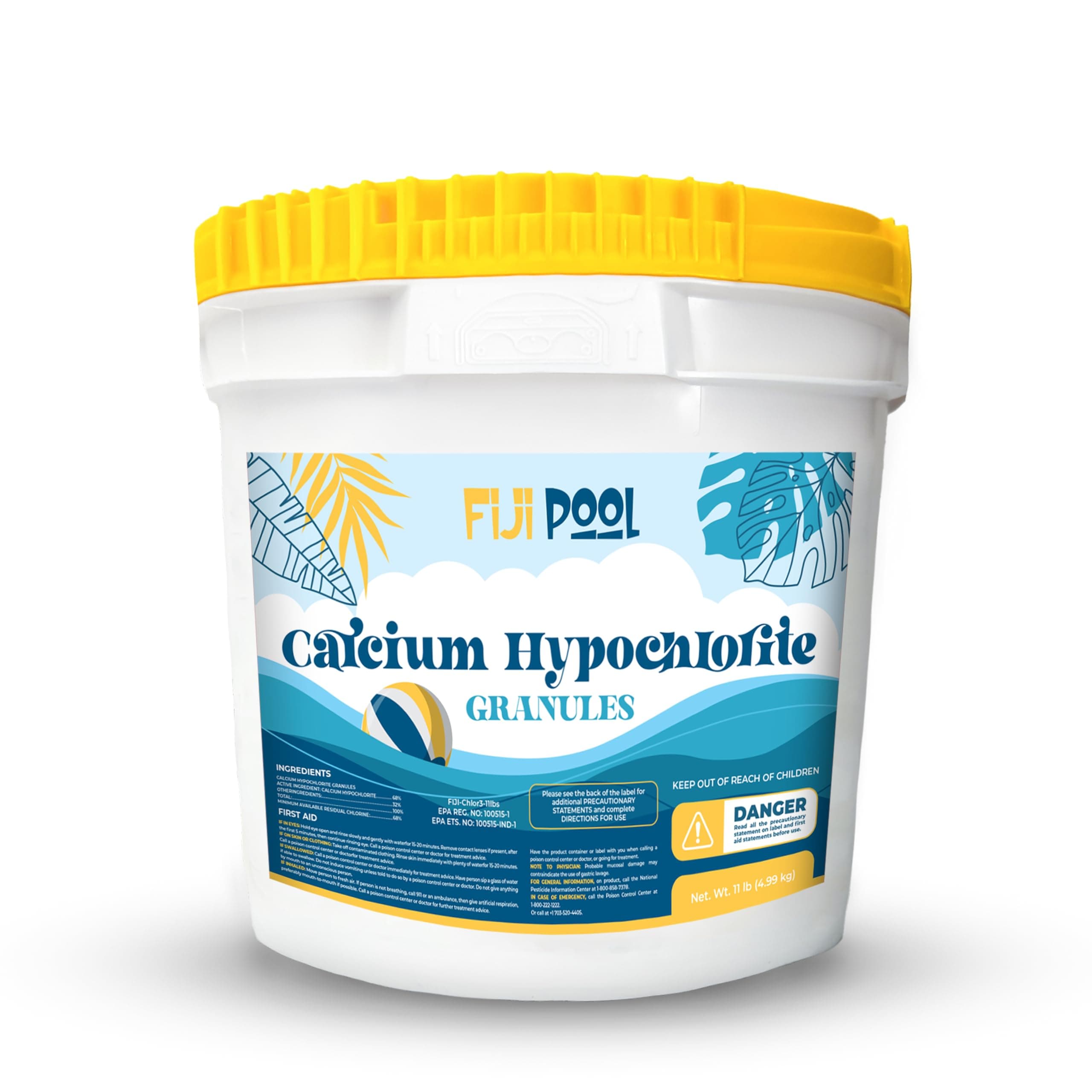 Calcium Hypochlorite Granules 68% - Powerful Pool Shock Treatment, Algae & Bacteria Control, Sanitizer for Swimming Pools, Spas & Hot Tubs - 11 LB