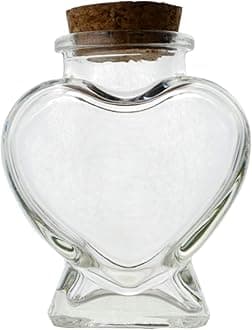 FJNATINH Heart Glass Bottle with Cork Stopper, 50ml Small Decorative Jars for Home Decor DIY Art Crafts, Mini Cute Message Wish Bottle,Wedding Gift, Honeymoon Bridal Gift Party Supplies (Love Shape)