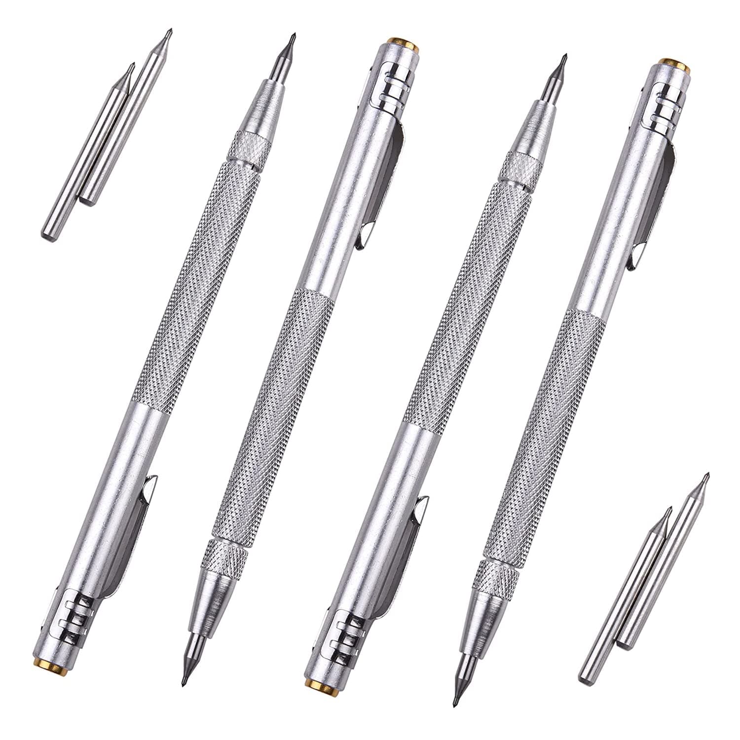Tungsten Carbide Scriber with Magnet, 4 Pcs Carbide Scriber Marking Tools with Extra 4 Replacement Marking Tip, Aluminium Etching Machinist Pen for Glass/Ceramics/Metal