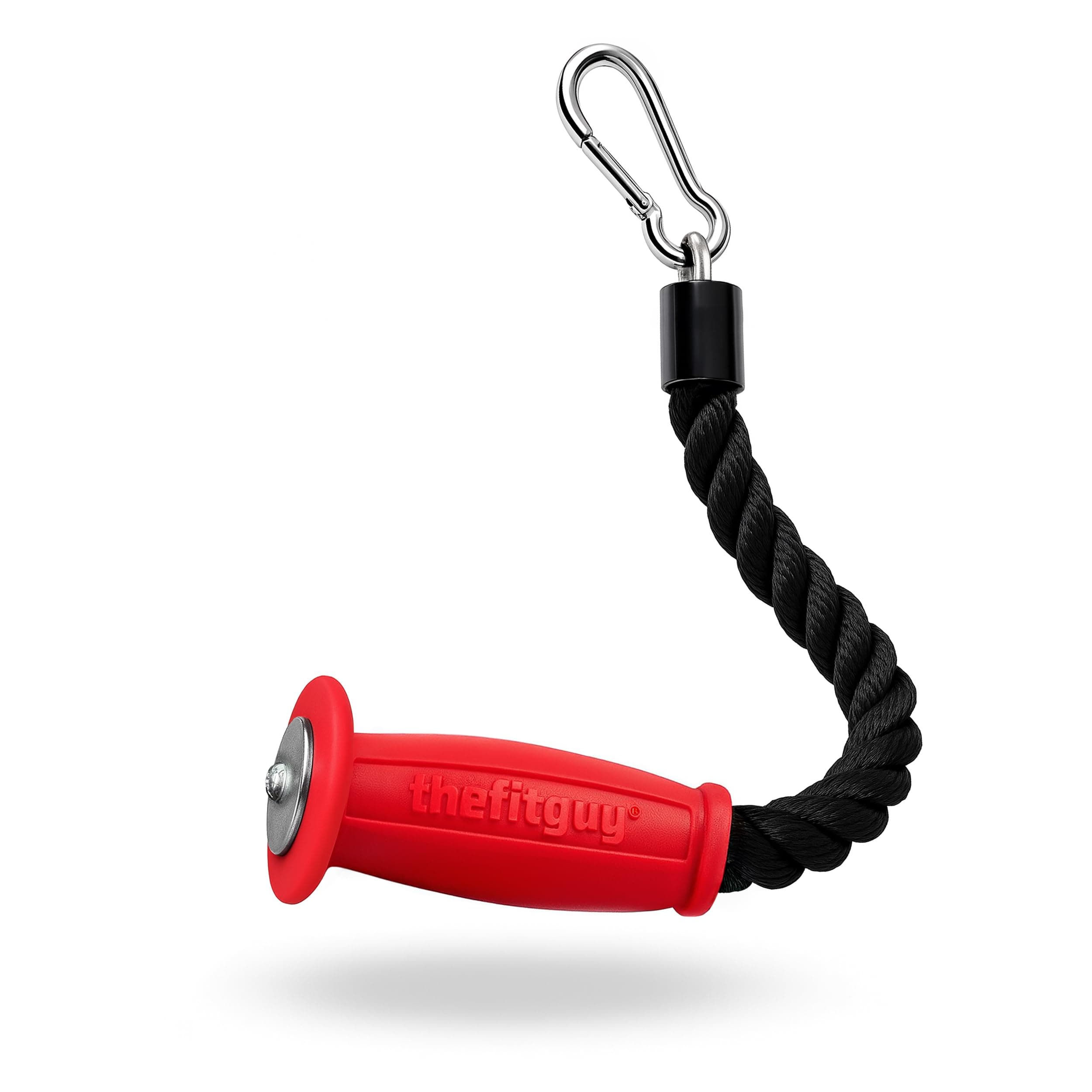 THEFITGUY Ergonomic Grip Single Tricep Rope Cable Attachment, 16.5” Length, Comfort Nonslip, Reducing Wrist Pressure & Rubs, Easy to Clean, Gym Pull Machine Accessory for Cable Machines and Smart Gyms